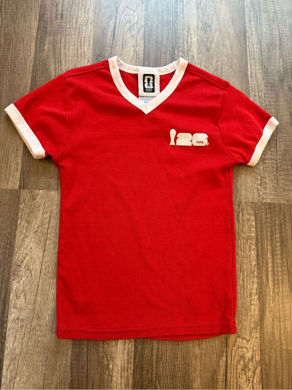 FIFA 25 Official Licensed Red Ringer T-Shirt Size Small